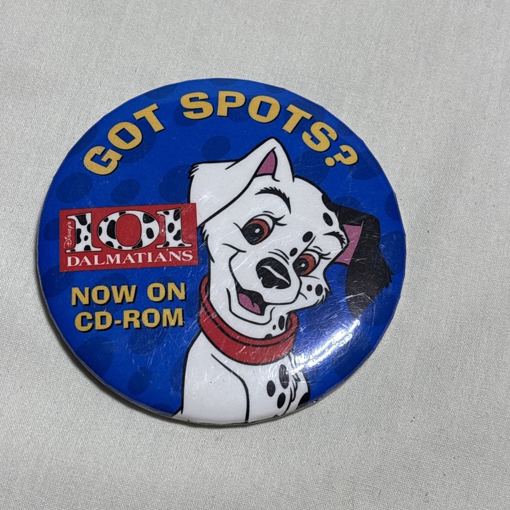 "Got Spots" Disney's 101 Dalmatians CD-ROM Game Promo Pin Button Pinback